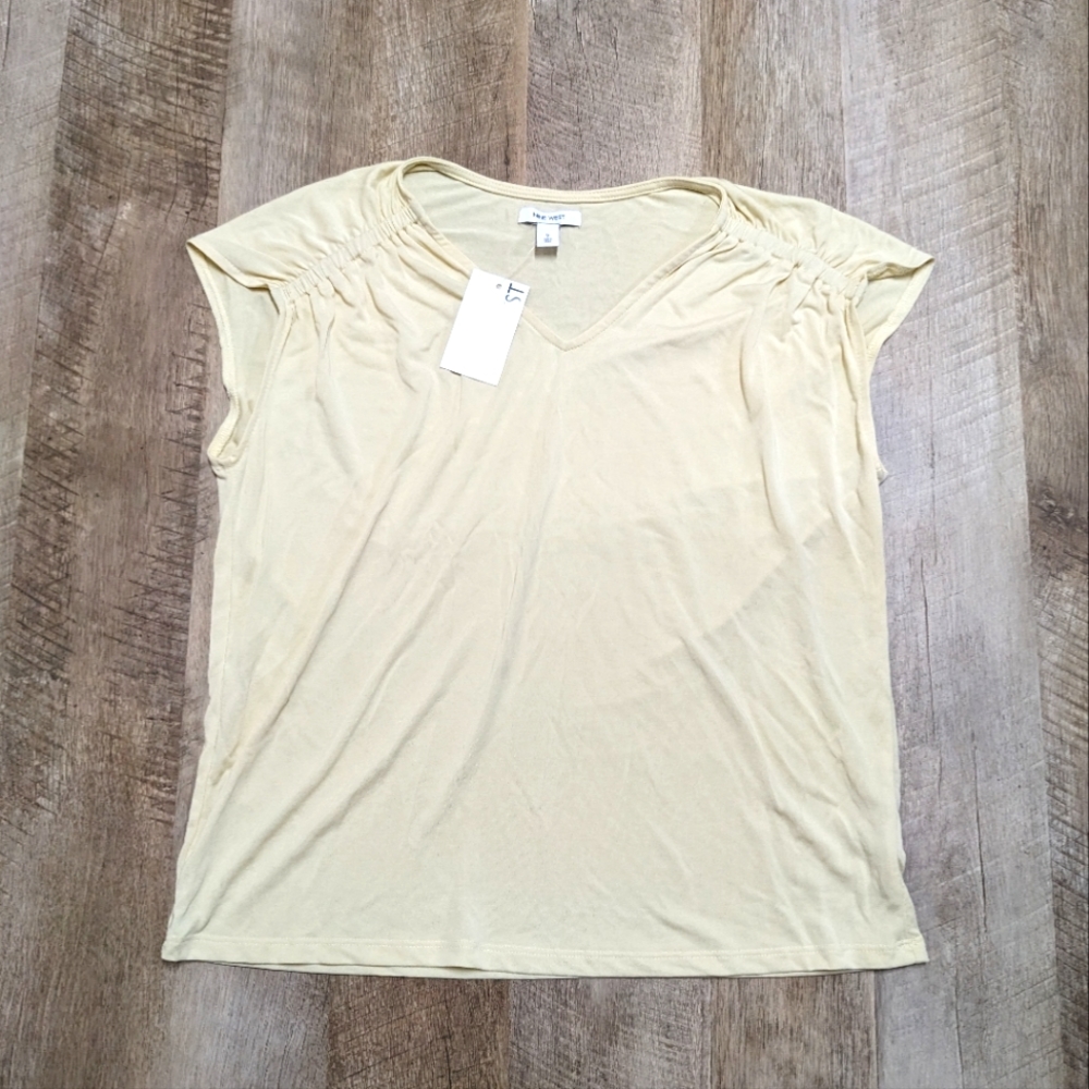 Nine West Light Yellow Top Cinched Shoulders